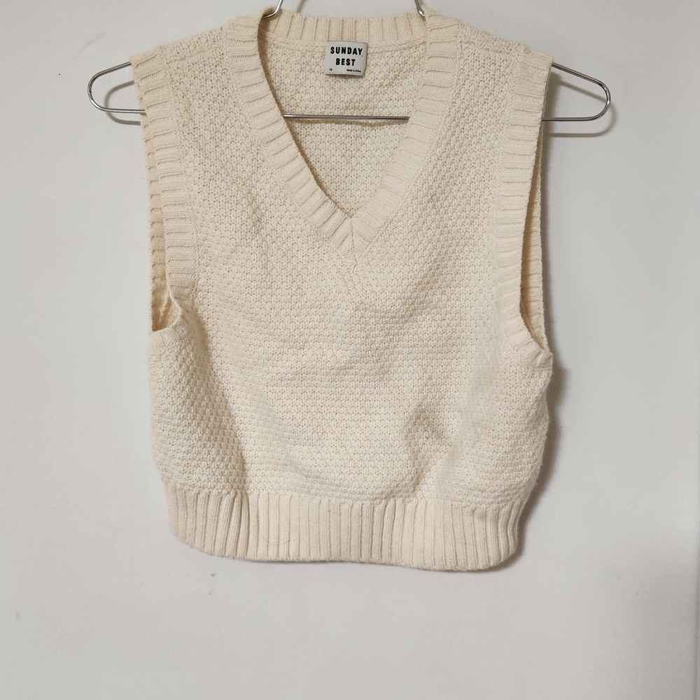 Sunday Best V-Neck Cream Sweater Vest